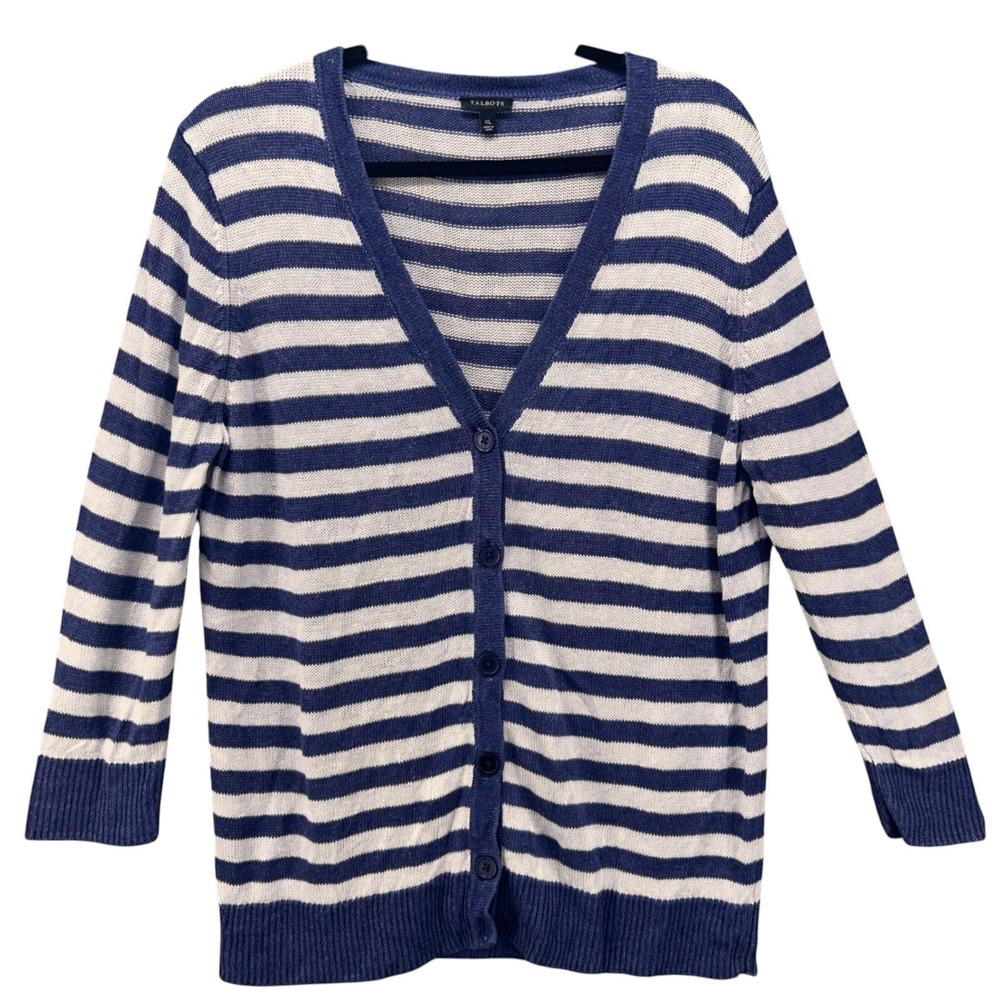 Talbots Linen‎ Cardigan Blue XL
